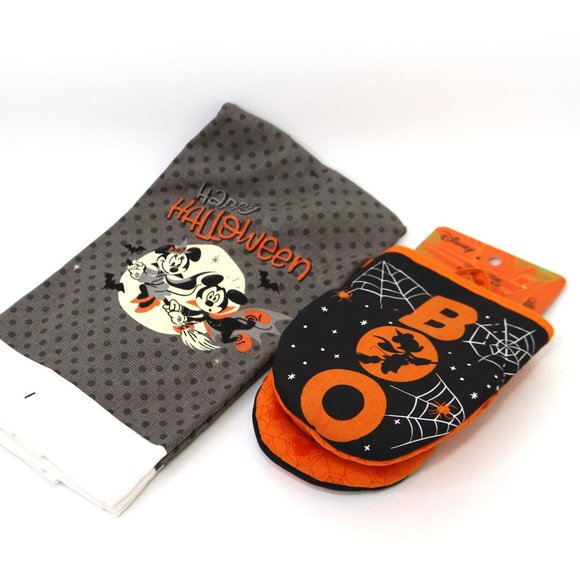 Disney Mickey Mouse Halloween Kitchen Towels Mitts New - Picture 3 of 7